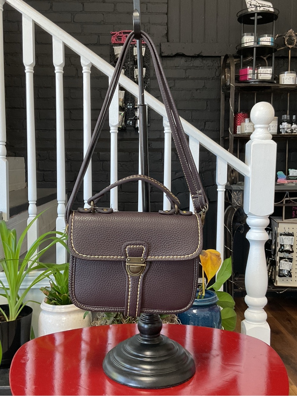 Classic Structured Crossbody Bag in Dark Brown